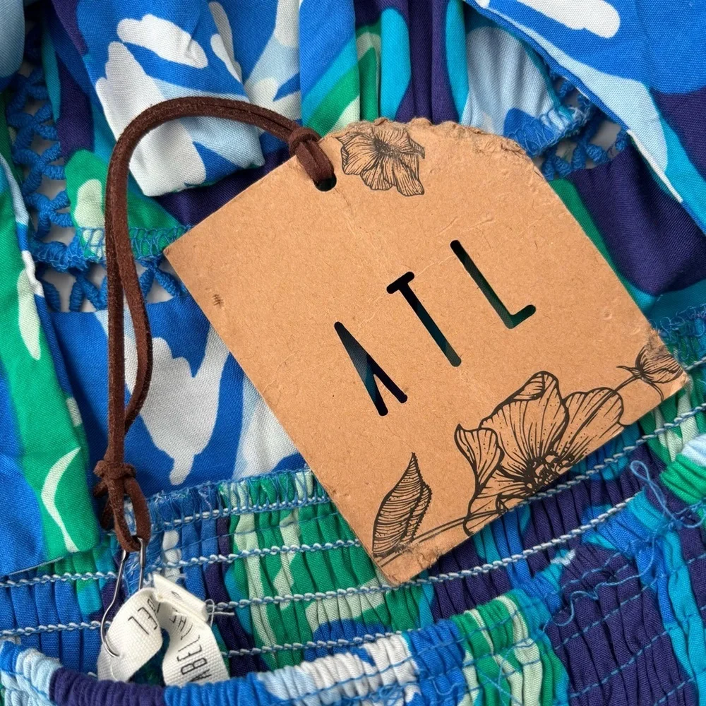 Abel the Label Blue Green Floral Tropical Halter Dress Charlotte Size Small NWT - Picture 9 of 12